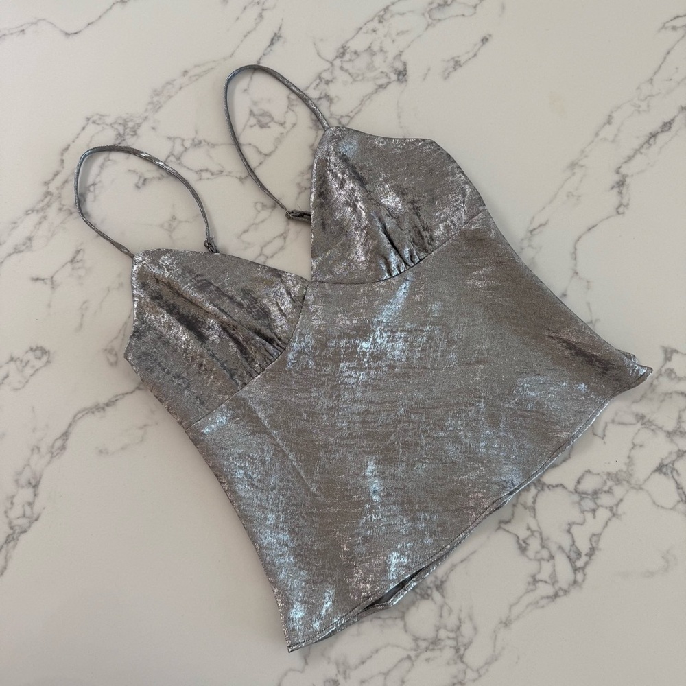 NIA Moss Metallic Cami Top - Chrome - Size Small - Picture 3 of 7
